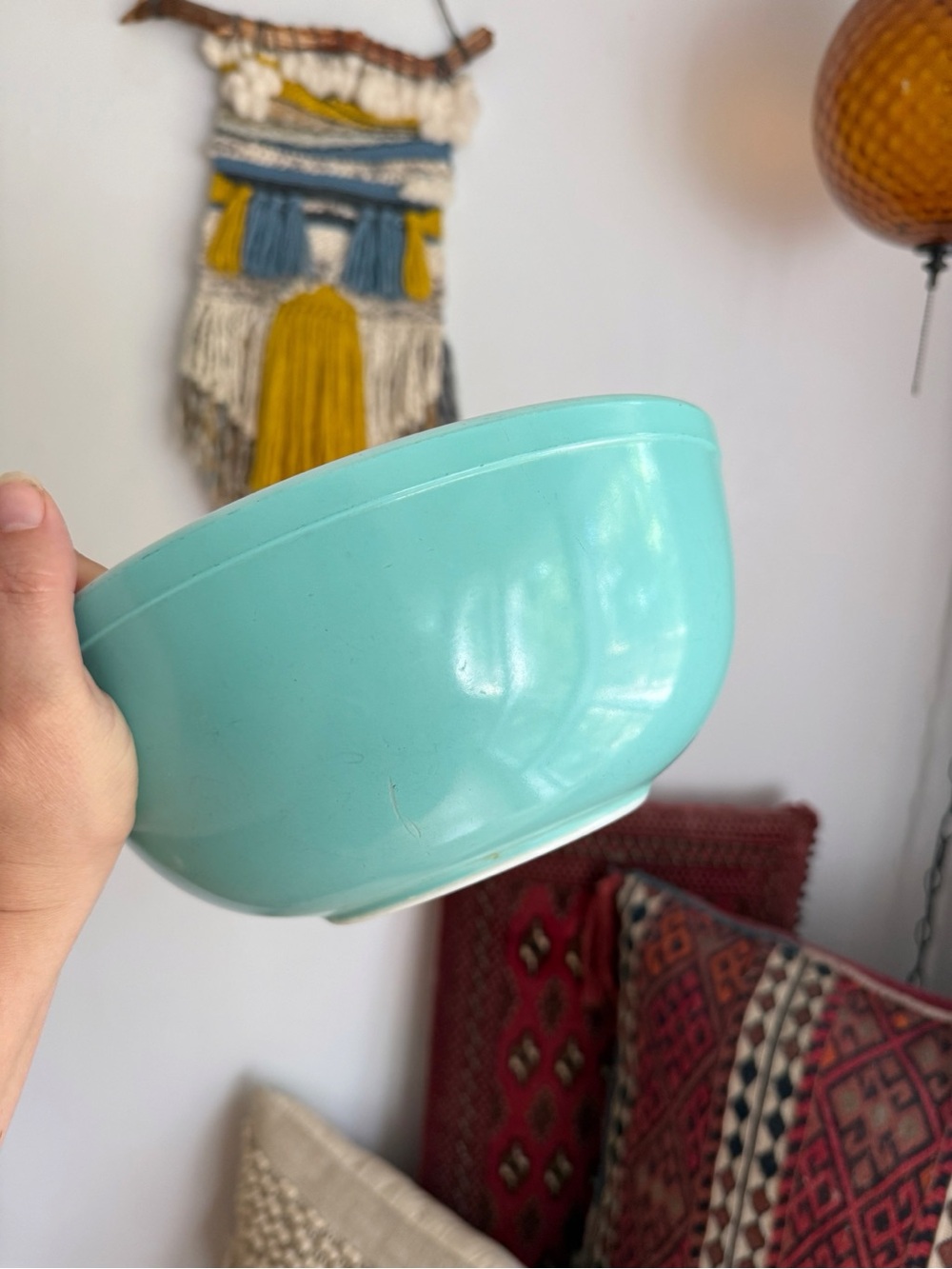 Vintage Pyrex 404 Mixing Bowl Turquoise Robins Egg Blue 4 Qt MCM 50s Mid Century